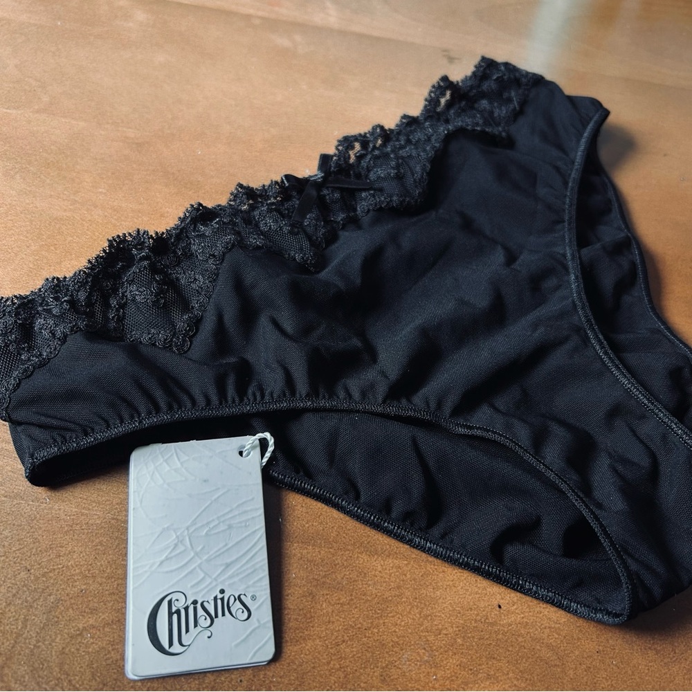 Nwt Christies Italy Faberge Black Lace Trim Panties
